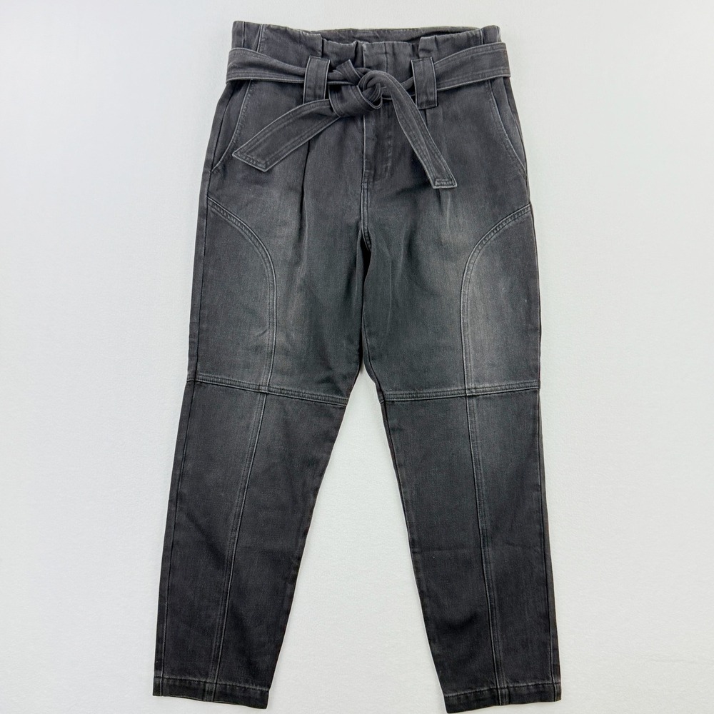 PISTOLA Paperbag Belted Baggy Jeans Size 29‎ Womens Black Denim